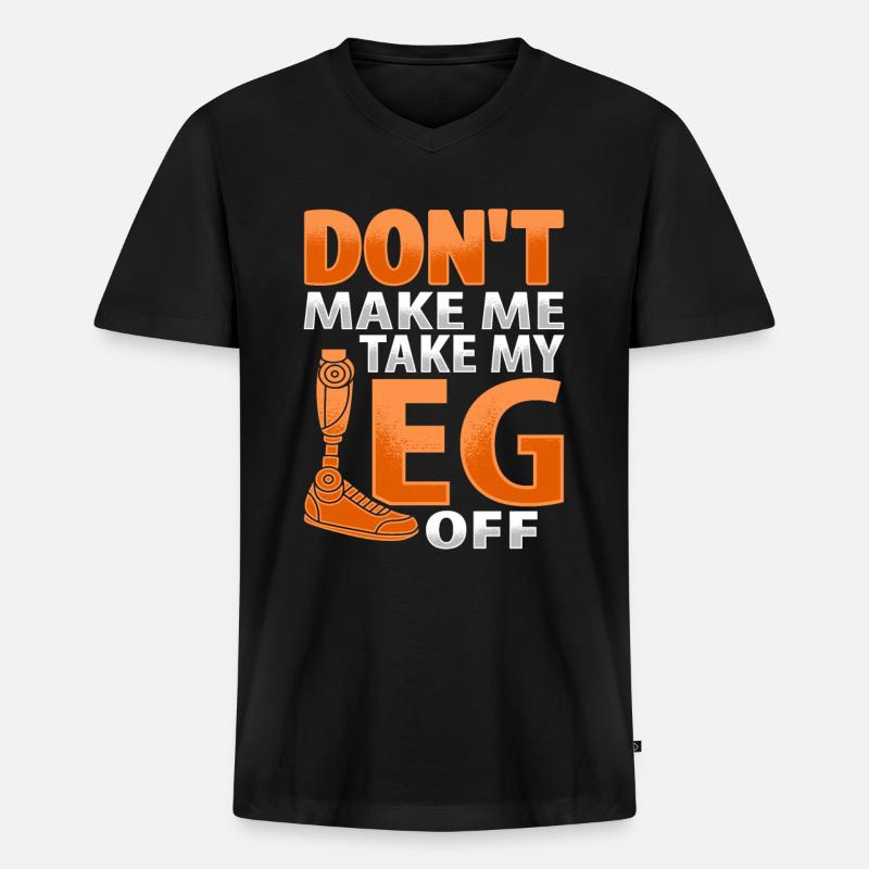 Amputiertes Bein Beinprothese Prothese Amputation - Männer Premium Bio T-Shirt mit V-Ausschnitt - Schwarz