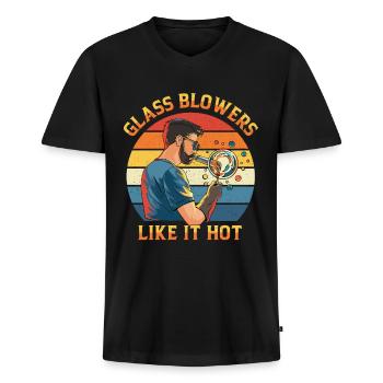 Handgeblasenes Glas Design für einen Glasbläser - Männer Premium Bio T-Shirt mit V-Ausschnitt - Schwarz - Vorne - Nico (187cm)