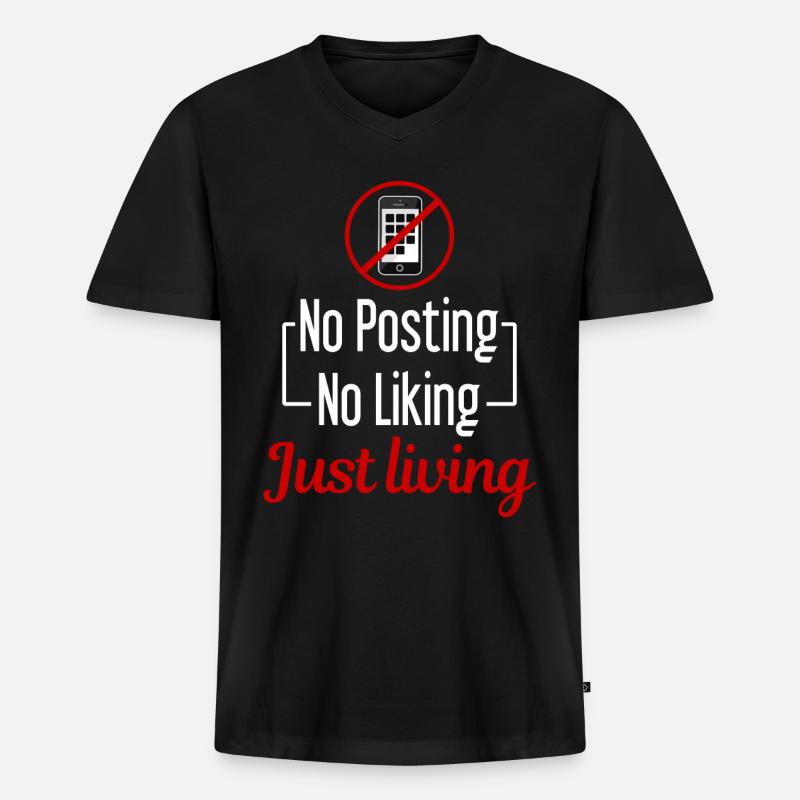 Technologiepause, Bildschirmfreie Zeit, Offline, - Männer Premium Bio T-Shirt mit V-Ausschnitt - Schwarz