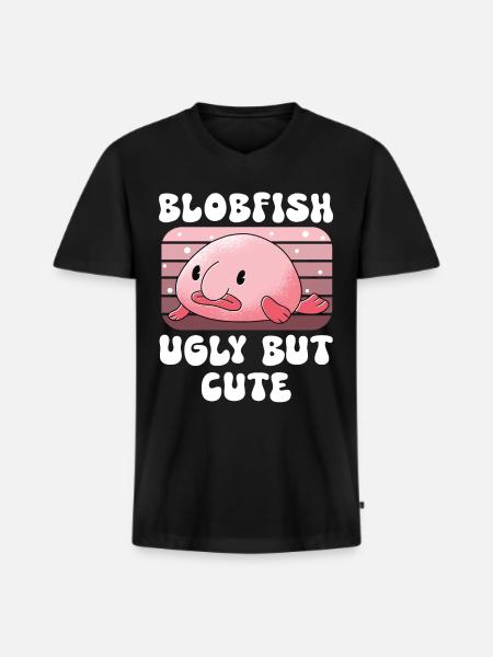 Meeresbiologe Tiefseefisch Blobfisch Ozean - Männer Premium Bio T-Shirt mit V-Ausschnitt - Schwarz