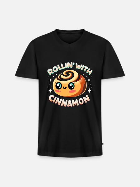 Cinnamon Roll Baker - Men's Premium Organic T-shirt with V-neck - black