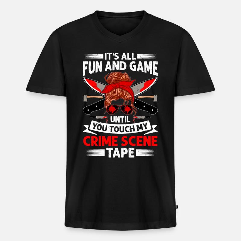 True Crime - Männer Premium Bio T-Shirt mit V-Ausschnitt - Schwarz