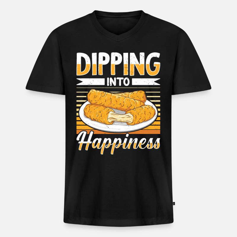 Mozzarella Sticks Käse - Männer Premium Bio T-Shirt mit V-Ausschnitt - Schwarz