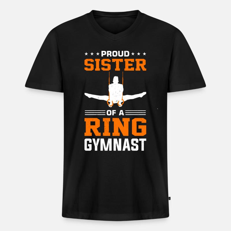 Ringturner Turnen - Männer Premium Bio T-Shirt mit V-Ausschnitt - Schwarz