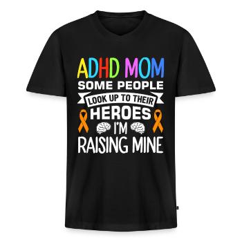 Grappig ADHD gezegde - Mannen Premium Bio T-shirt met V-hals - zwart - Voor - Nico (187cm)