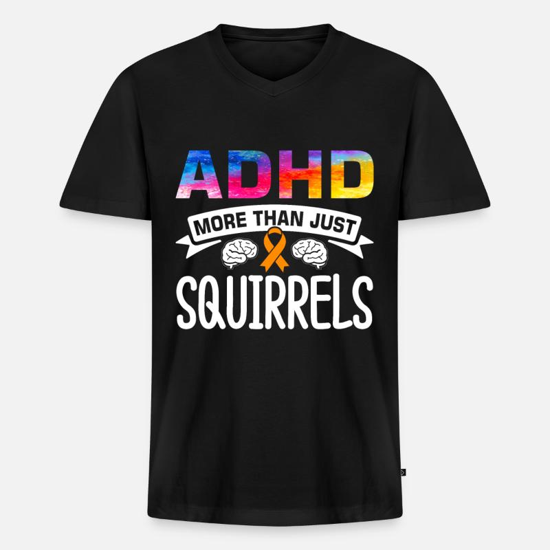 Witziger ADHS Spruch - Männer Premium Bio T-Shirt mit V-Ausschnitt - Schwarz
