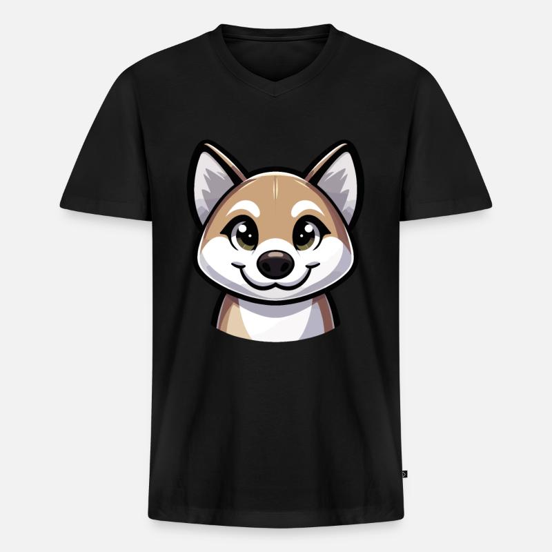 Australischer Dingo - Männer Premium Bio T-Shirt mit V-Ausschnitt - Schwarz