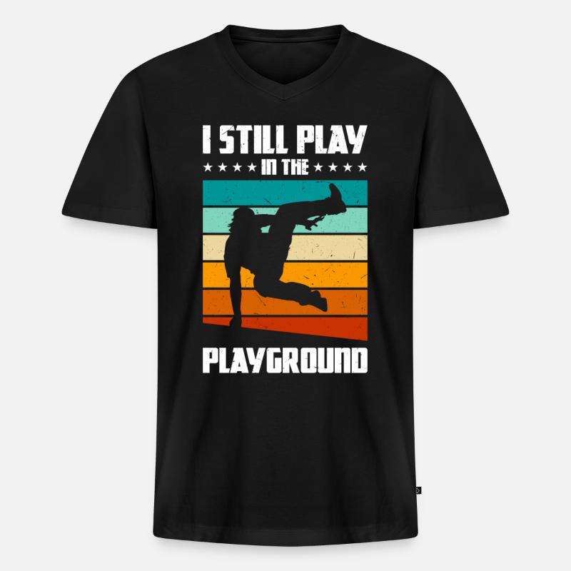 Witziger Parkour Spruch - Männer Premium Bio T-Shirt mit V-Ausschnitt - Schwarz