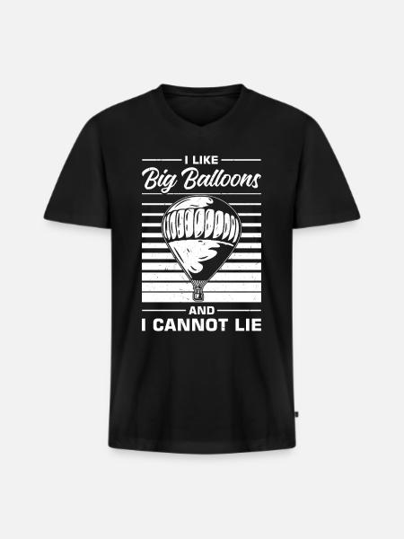 Witziger Heißluftballon Spruch - Männer Premium Bio T-Shirt mit V-Ausschnitt - Schwarz