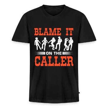 Witziger Square Dance Spruch - Männer Premium Bio T-Shirt mit V-Ausschnitt - Schwarz - Vorne - Nico (187cm)