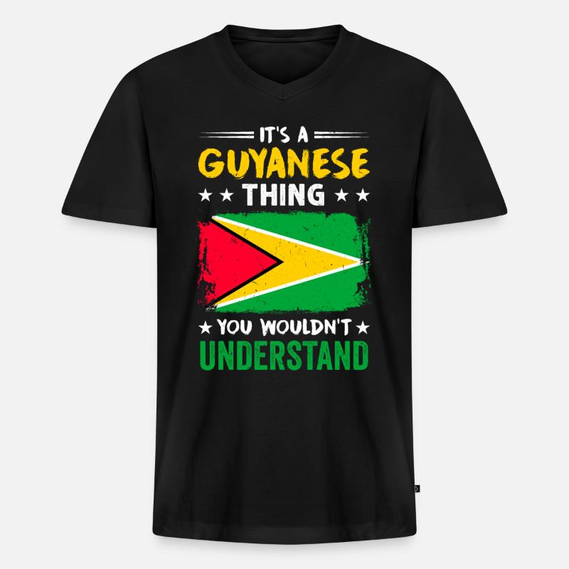 Stolzer Guyanese - Männer Premium Bio T-Shirt mit V-Ausschnitt - Schwarz