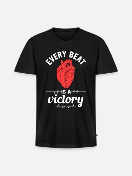 Herzbypass Herzinfarkt Herzoperation - Männer Premium Bio T-Shirt mit V-Ausschnitt - Schwarz