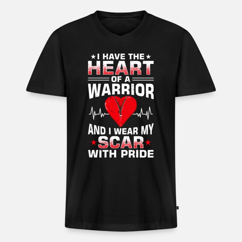 Herzbypass Herzinfarkt Herzoperation - Männer Premium Bio T-Shirt mit V-Ausschnitt - Schwarz