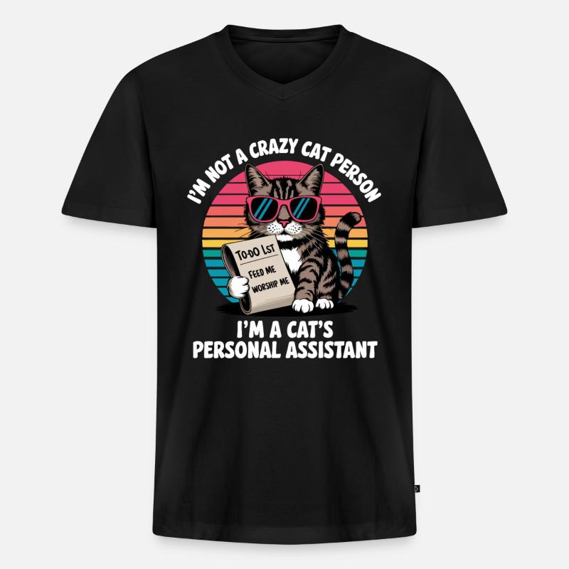 Witziger Katzen Spruch - Männer Premium Bio T-Shirt mit V-Ausschnitt - Schwarz
