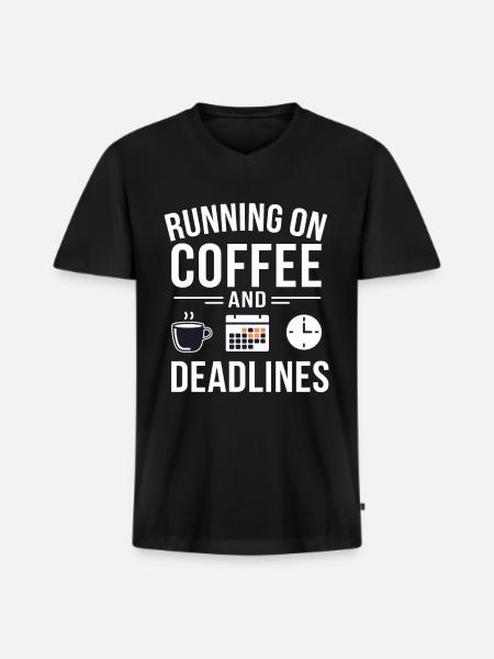 Office Coffee Deadline - Men's Premium Organic T-shirt with V-neck - black