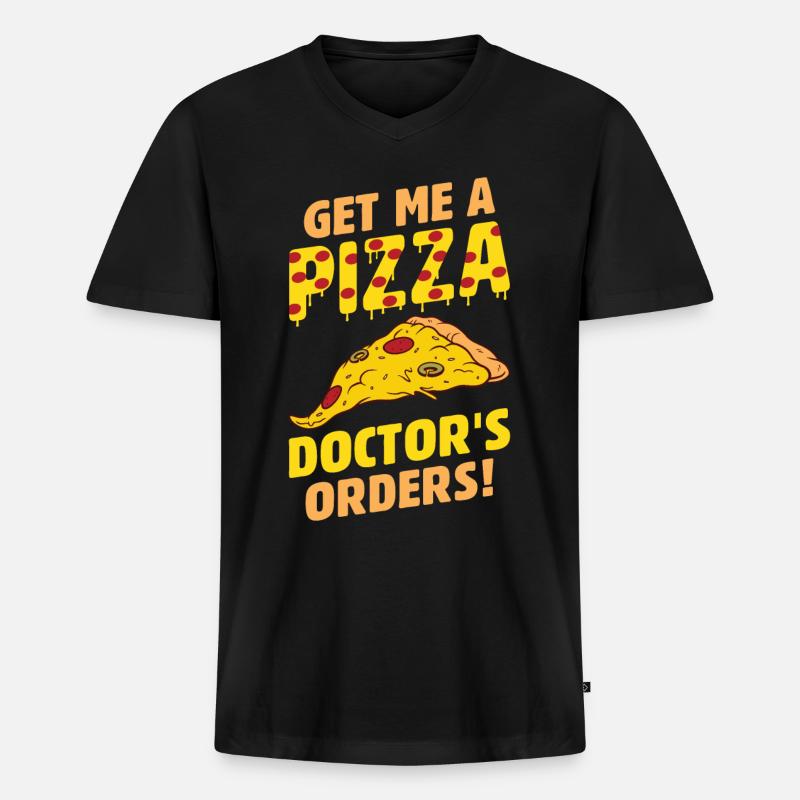 Witziger Pizza Spruch - Männer Premium Bio T-Shirt mit V-Ausschnitt - Schwarz