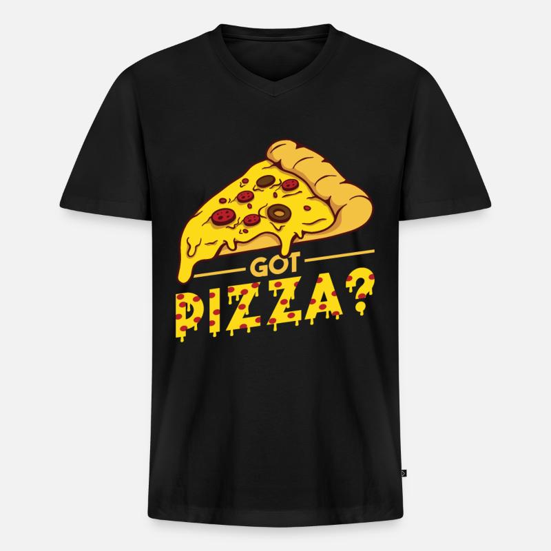 Witziger Pizza Spruch - Männer Premium Bio T-Shirt mit V-Ausschnitt - Schwarz