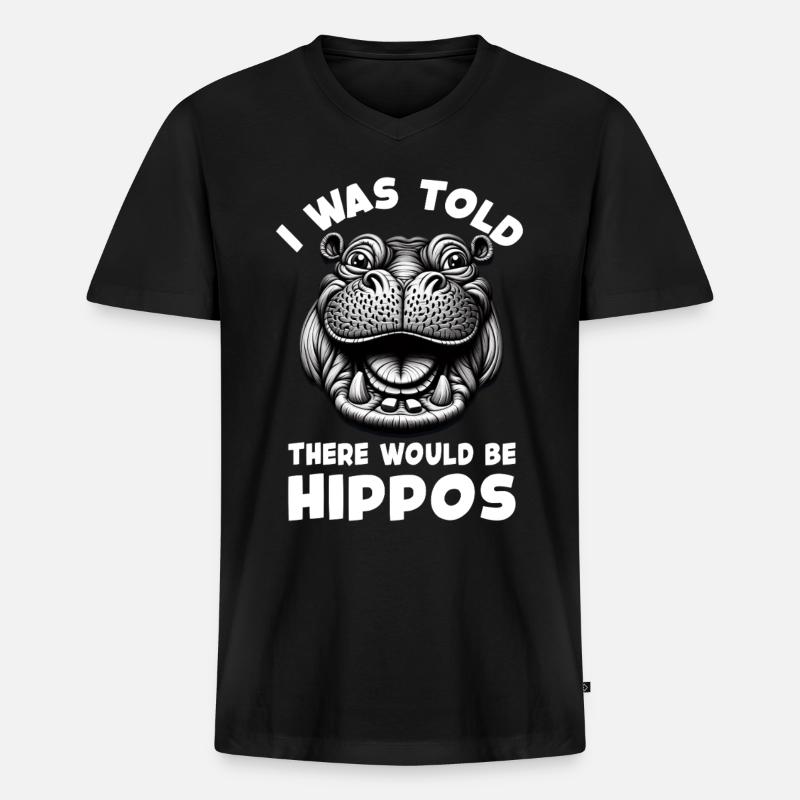 Nilpferd - Männer Premium Bio T-Shirt mit V-Ausschnitt - Schwarz