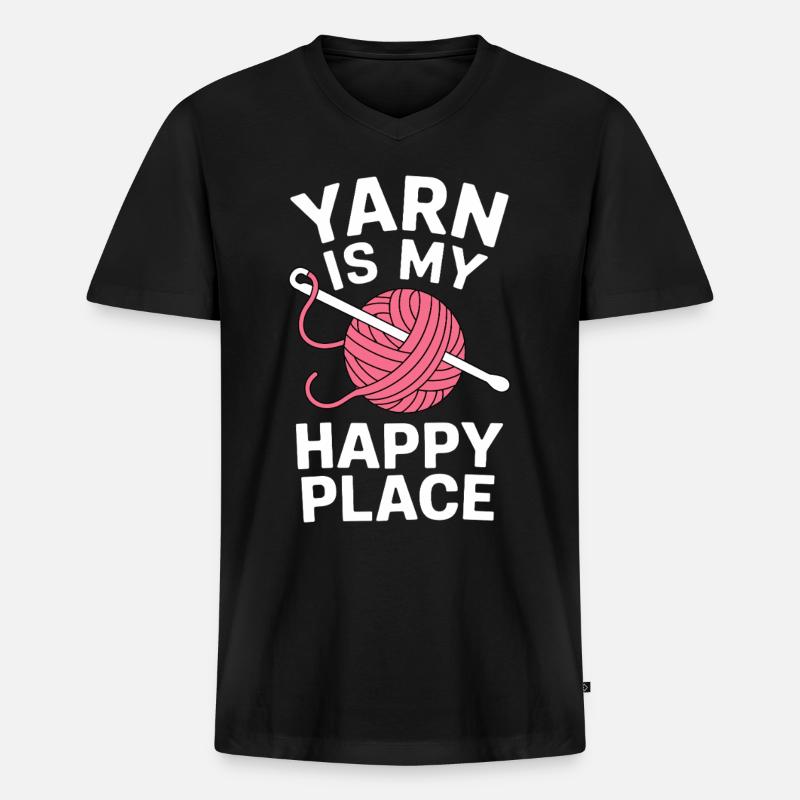 Häkeln - Männer Premium Bio T-Shirt mit V-Ausschnitt - Schwarz