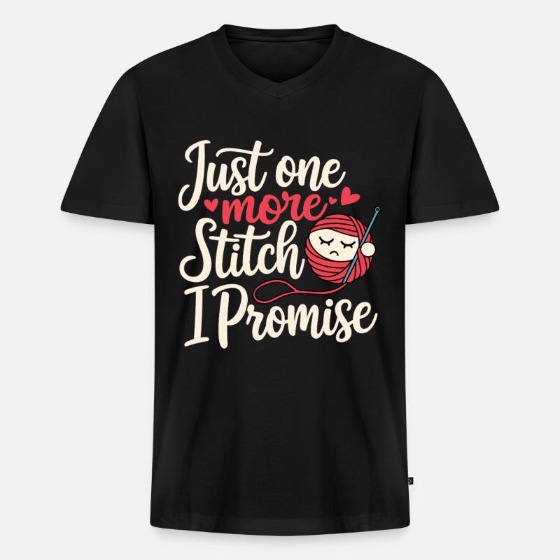 Häkeln - Männer Premium Bio T-Shirt mit V-Ausschnitt - Schwarz