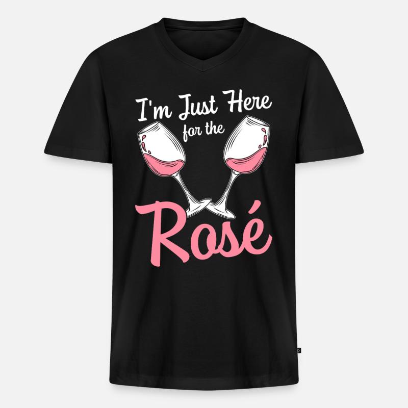 Wein Rosé - Männer Premium Bio T-Shirt mit V-Ausschnitt - Schwarz
