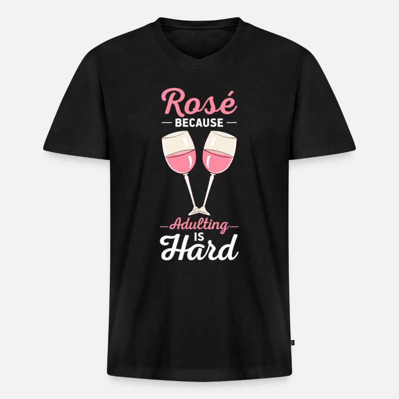 Wein Rosé - Männer Premium Bio T-Shirt mit V-Ausschnitt - Schwarz
