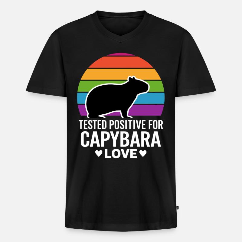Capybara - Männer Premium Bio T-Shirt mit V-Ausschnitt - Schwarz