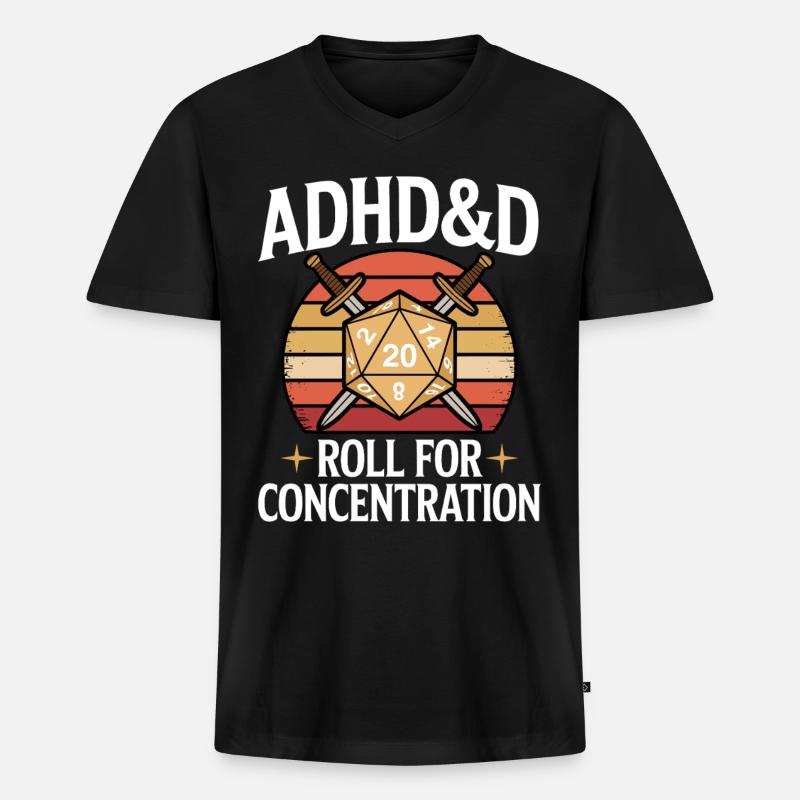 Adhs RPG - Männer Premium Bio T-Shirt mit V-Ausschnitt - Schwarz