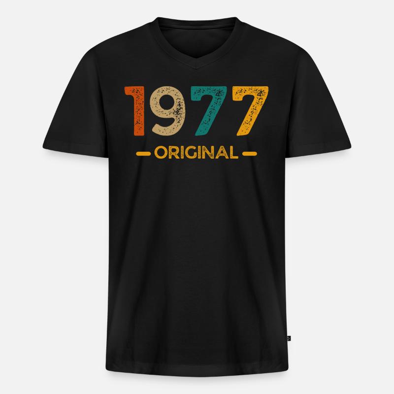 Original von 1977 - Männer Premium Bio T-Shirt mit V-Ausschnitt - Schwarz