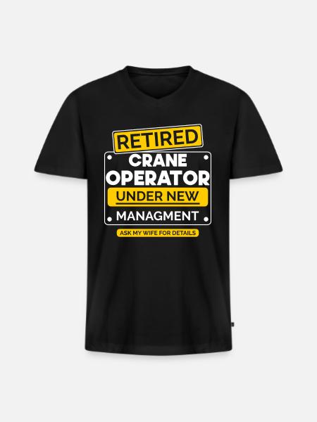 Crain Operator Ruhestand Retriement - Männer Premium Bio T-Shirt mit V-Ausschnitt - Schwarz