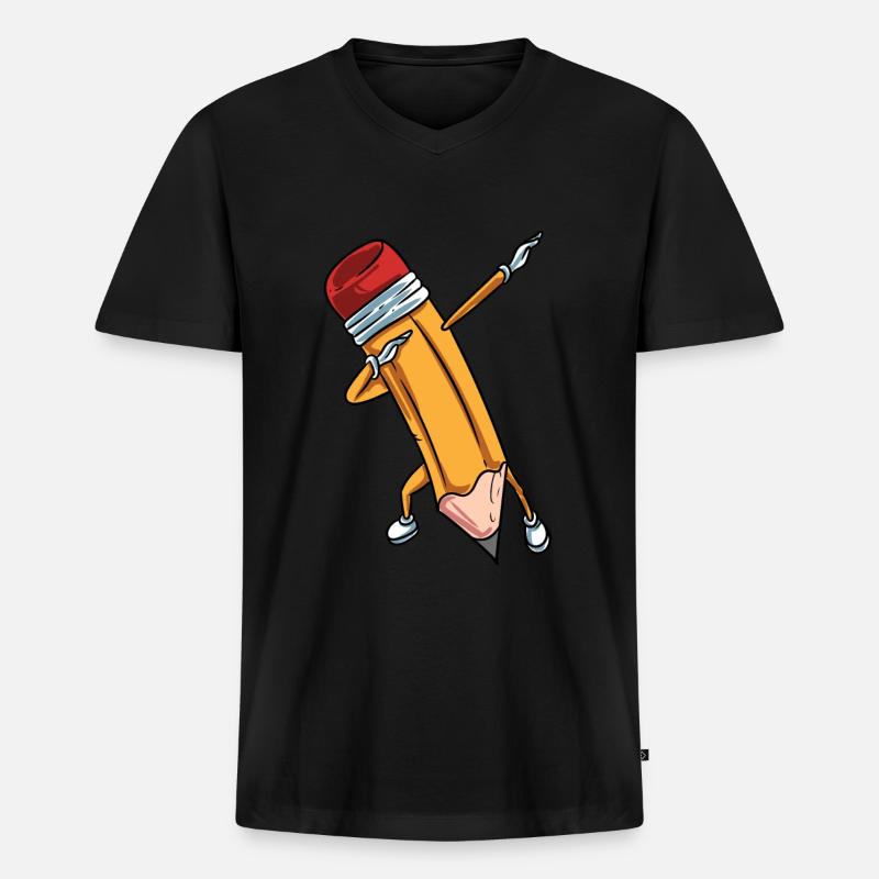 Bleistift Stift Schule - Männer Premium Bio T-Shirt mit V-Ausschnitt - Schwarz