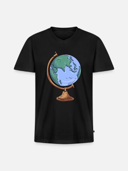 Globe Geography - Men's Premium Organic T-shirt with V-neck - black