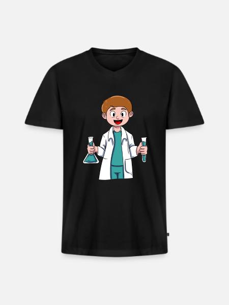 Petit chercheur - T-shirt encolure en V Premium bio Homme - noir