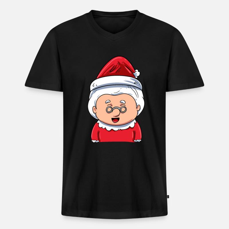 Frau Weihnachtsmann - Männer Premium Bio T-Shirt mit V-Ausschnitt - Schwarz