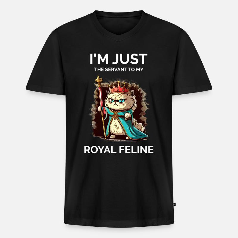 Katzendame - Lustig - Männer Premium Bio T-Shirt mit V-Ausschnitt - Schwarz