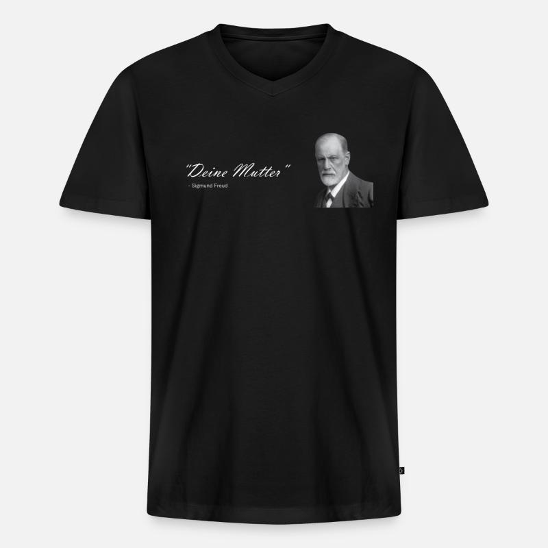 " Deine Mutter " Sigmund Freud - Männer Premium Bio T-Shirt mit V-Ausschnitt - Schwarz