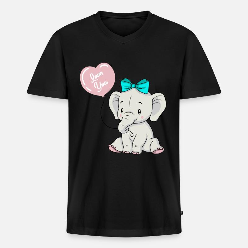 Baby Elefant Liebe Geschenk Geschenkidee - Männer Premium Bio T-Shirt mit V-Ausschnitt - Schwarz