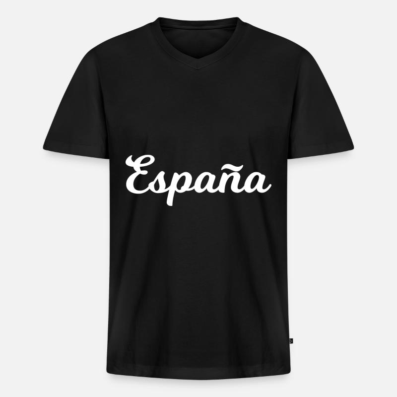Spanien - Männer Premium Bio T-Shirt mit V-Ausschnitt - Schwarz