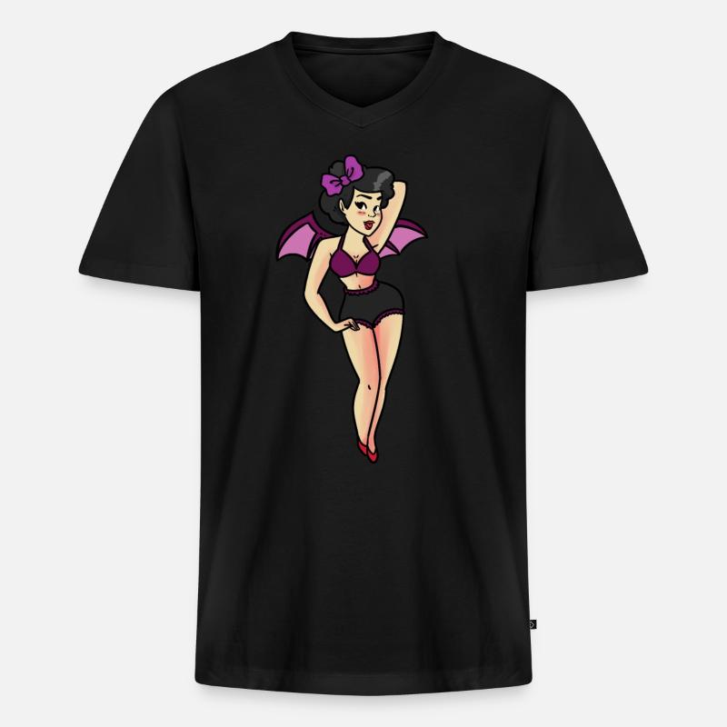 VAMPIRE CHICK - Männer Premium Bio T-Shirt mit V-Ausschnitt - Schwarz