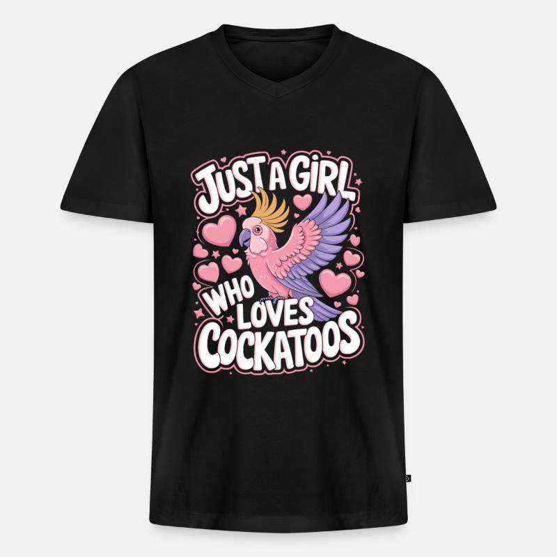 Kakadu Papagei Mädchen Spruch - Männer Premium Bio T-Shirt mit V-Ausschnitt - Schwarz