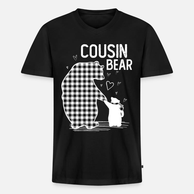 Cousin Bear - Männer Premium Bio T-Shirt mit V-Ausschnitt - Schwarz
