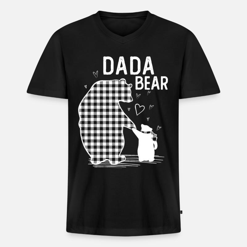 Dada Bear - Männer Premium Bio T-Shirt mit V-Ausschnitt - Schwarz