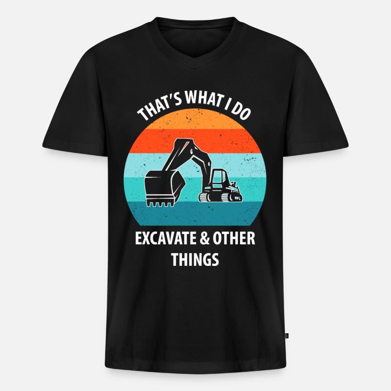 Bagger Baggerfahrer Baggerwagen - Männer Premium Bio T-Shirt mit V-Ausschnitt - Schwarz
