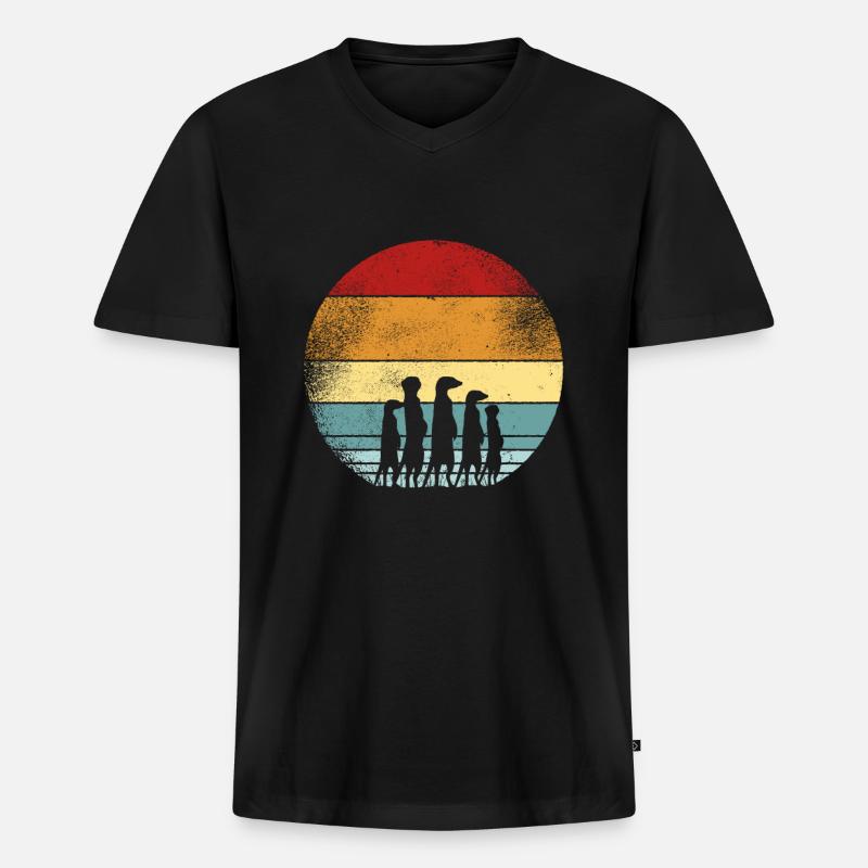Erdmännchen - Männer Premium Bio T-Shirt mit V-Ausschnitt - Schwarz