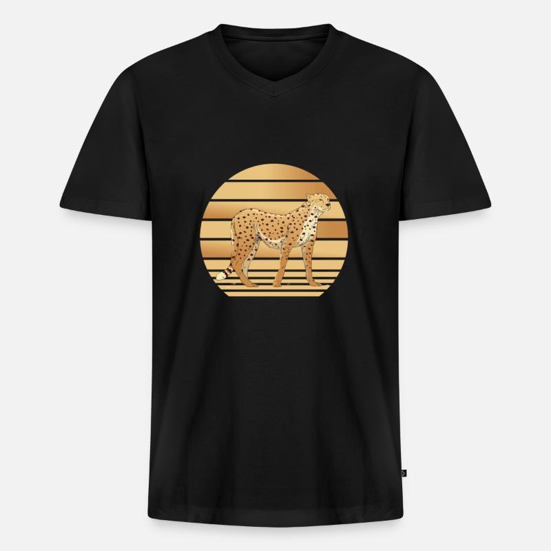 Gepard Leopard - Männer Premium Bio T-Shirt mit V-Ausschnitt - Schwarz