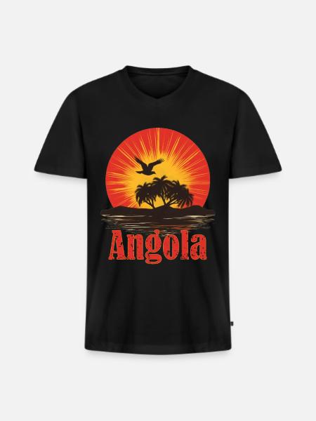 Angola Angolan Flag Vintage Sunset Souvenir Pride - Männer Premium Bio T-Shirt mit V-Ausschnitt - Schwarz