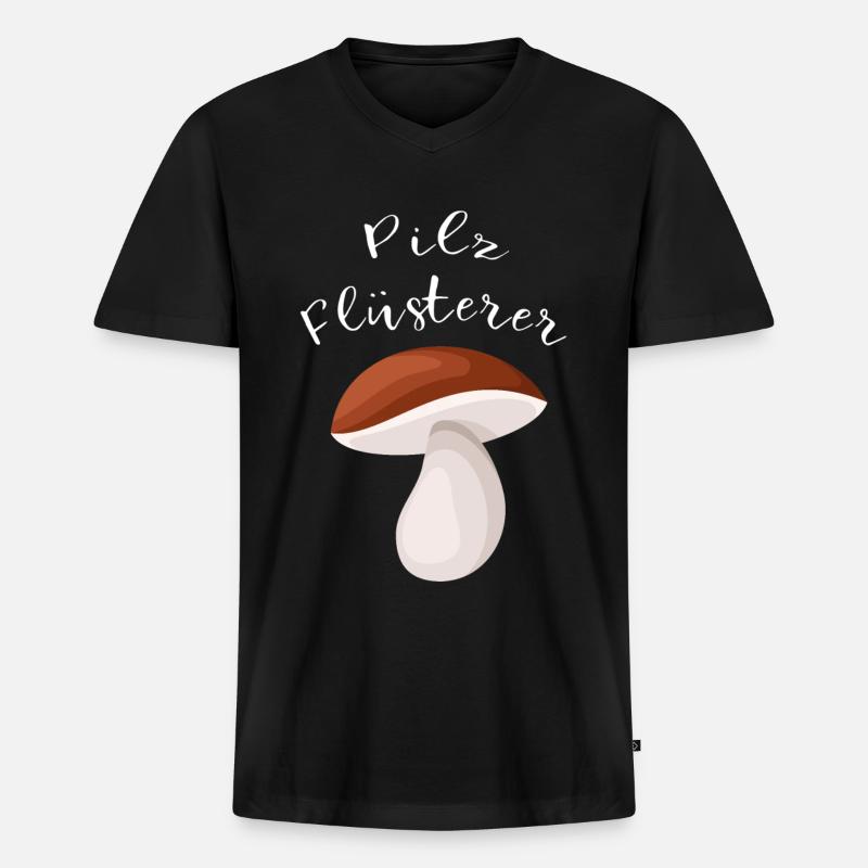 Pilz Flüsterer - Männer Premium Bio T-Shirt mit V-Ausschnitt - Schwarz