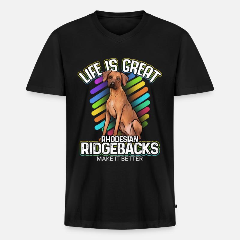 Rhodesian Ridgeback - Männer Premium Bio T-Shirt mit V-Ausschnitt - Schwarz