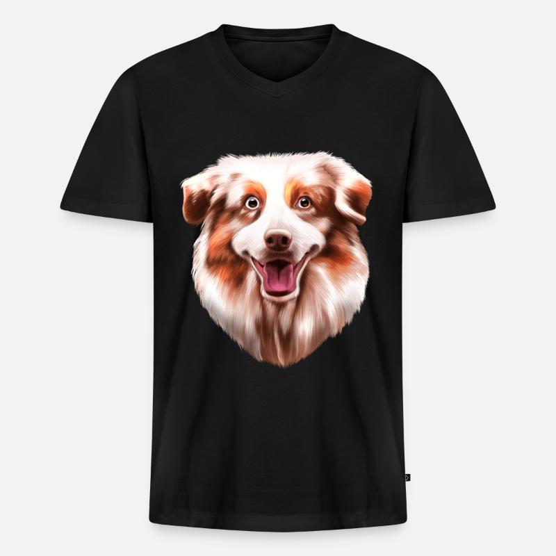 Australian Shepherd Aussie - Männer Premium Bio T-Shirt mit V-Ausschnitt - Schwarz