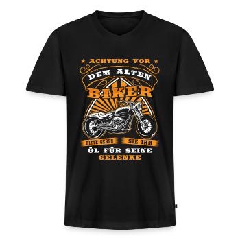 Lustig Motorrad Bike Opa Rente Geschenk Spruch - Männer Premium Bio T-Shirt mit V-Ausschnitt - Schwarz - Vorne - Nico (187cm)